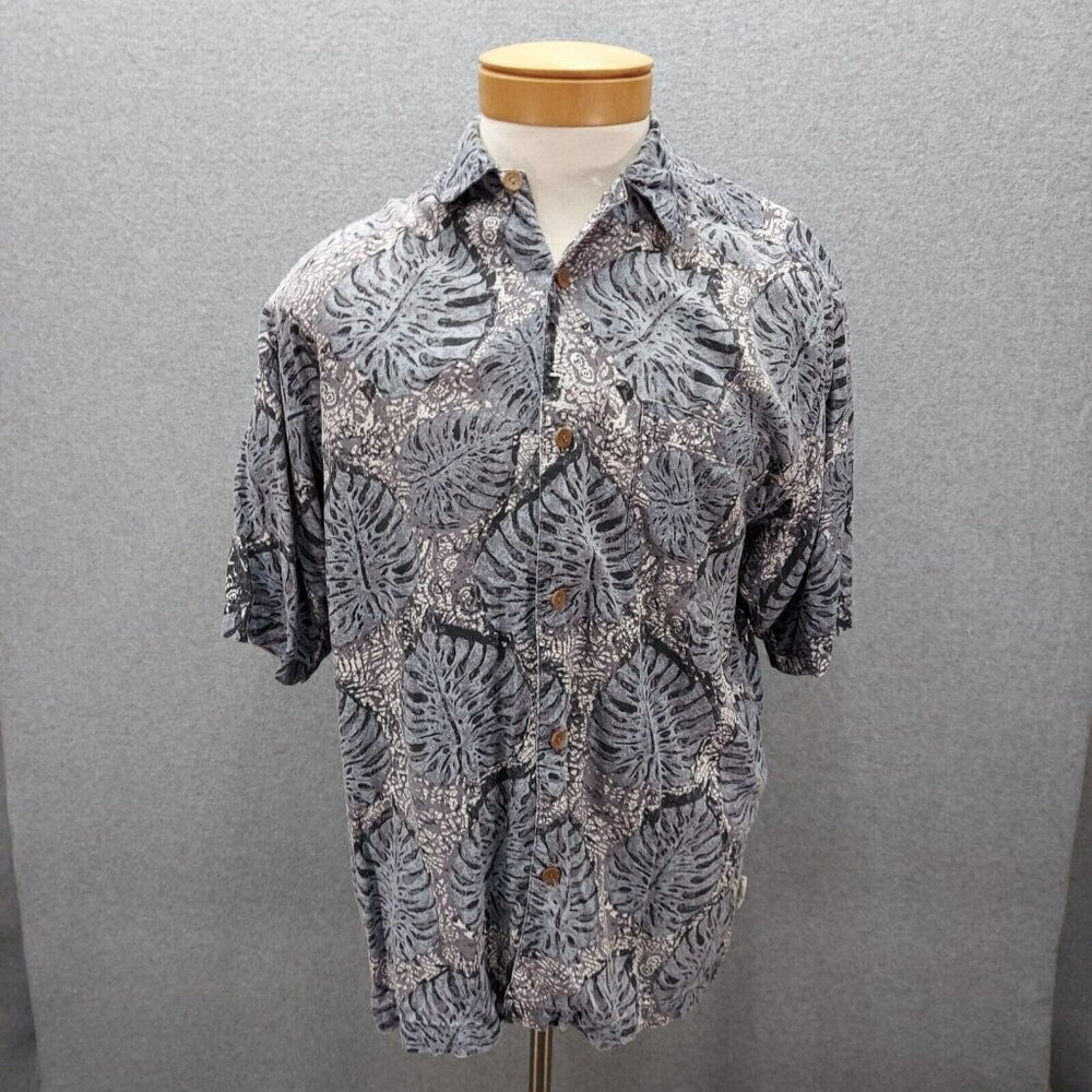 Bugle Boy Authentic Mens Button Down Floral Leaf  Short Sleeve Shirt Size Medium